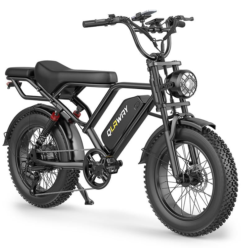 Qlaway 、Aovowheel 1500W Electric Off-Road Bike: 20-Inch Full-Suspension E-Motorcycle with 48V 15.6Ah Removable Battery, 31MPH Top Speed, 40-55 Mile Range, 2-Seater, LED Headlights & 20" All Terrain Fat Tire UL 2849