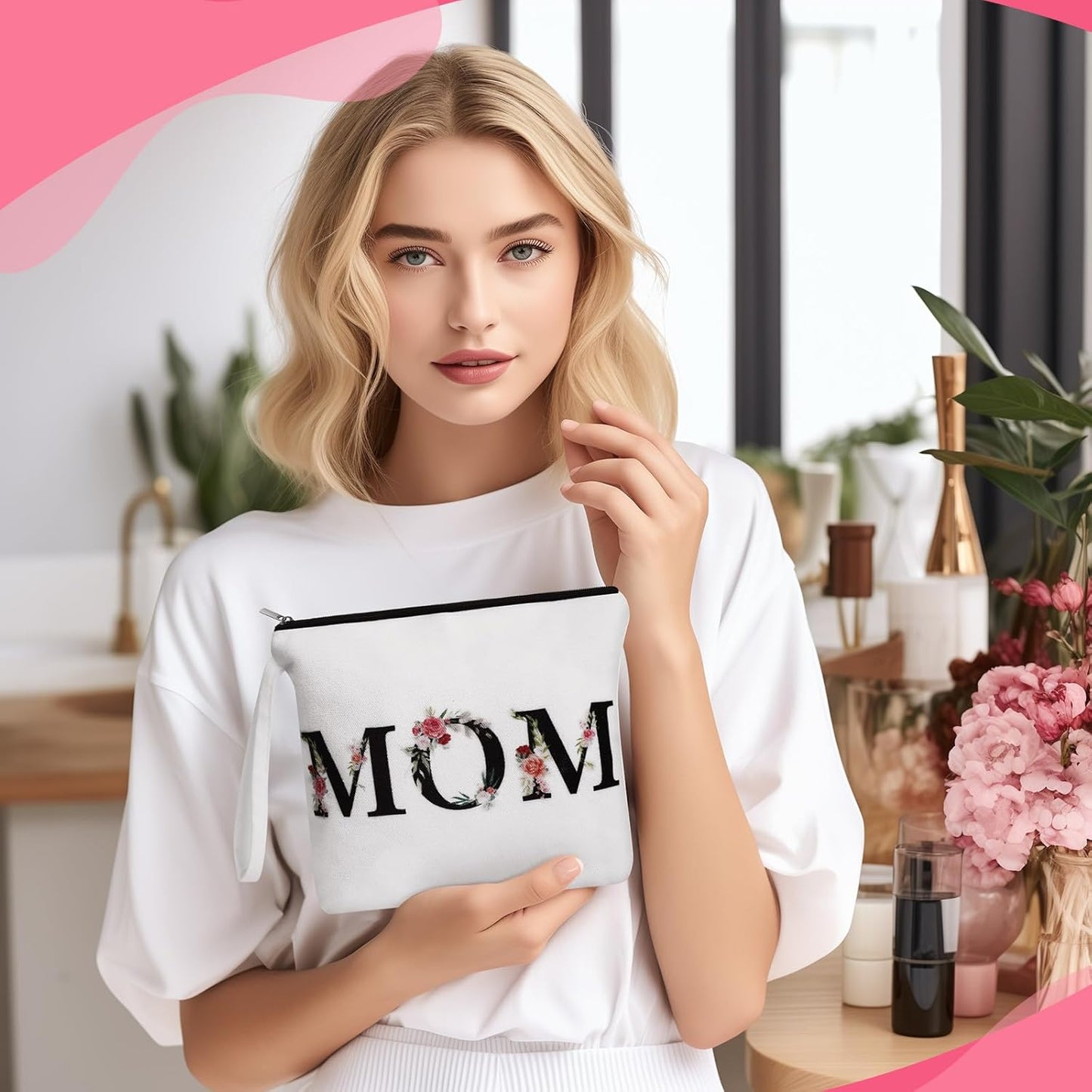 Makeup Bag Canvas Make up Bag for Mom, Mom Birthday Gifts, Cosmetic Bags for Women, Toiletry Bags, Makeup Pouch, Travel Makeup Bag, Multifunction Make up Bags for Women, Makeup Case