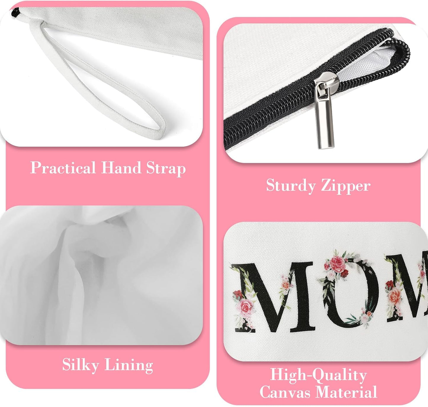 Makeup Bag Canvas Make up Bag for Mom, Mom Birthday Gifts, Cosmetic Bags for Women, Toiletry Bags, Makeup Pouch, Travel Makeup Bag, Multifunction Make up Bags for Women, Makeup Case