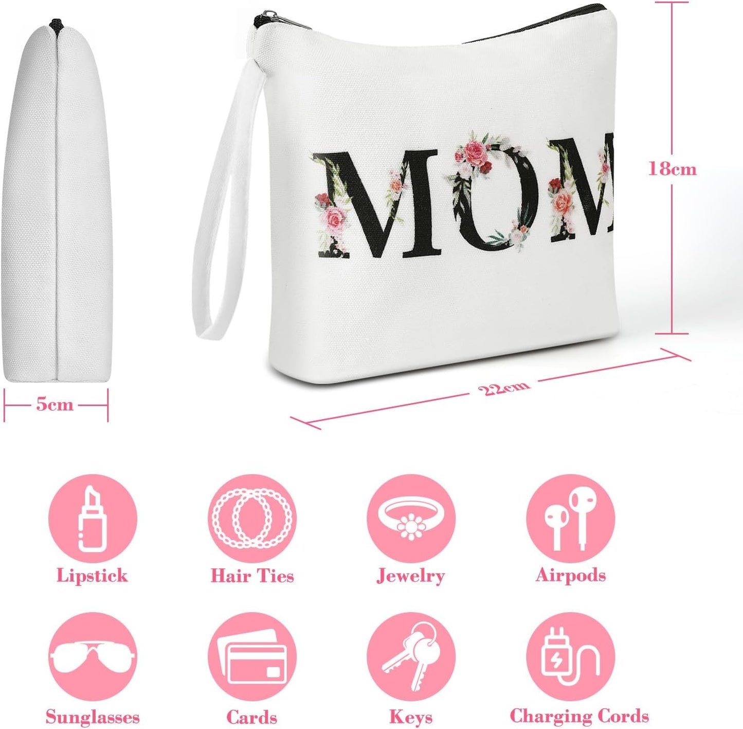 Makeup Bag Canvas Make up Bag for Mom, Mom Birthday Gifts, Cosmetic Bags for Women, Toiletry Bags, Makeup Pouch, Travel Makeup Bag, Multifunction Make up Bags for Women, Makeup Case