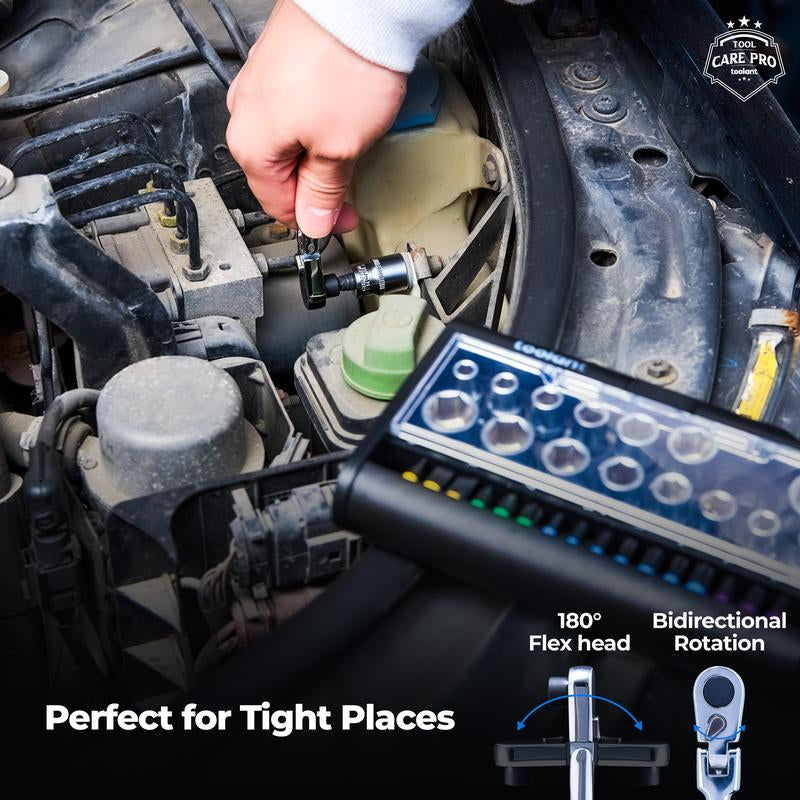 Toolant Mini Ratchet Wrench Set - 52Pcs with Sockets and Screwdriver Bits Mini Wrench for Home Improvement, Mechanic, and Automobile Repair