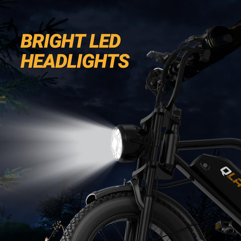 Qlaway 、Aovowheel 1500W Electric Off-Road Bike: 20-Inch Full-Suspension E-Motorcycle with 48V 15.6Ah Removable Battery, 31MPH Top Speed, 40-55 Mile Range, 2-Seater, LED Headlights & 20" All Terrain Fat Tire UL 2849