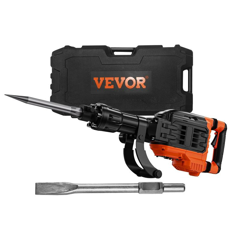 VEVOR Demolition Jack Hammer, 3500W Jack Hammer Concrete Breaker, 1900 BPM Heavy Duty Electric Jack Hammer, 2Pcs Chisel with Gloves & 360°C Swiveling Front Handle for Trenching and Breaking Holes