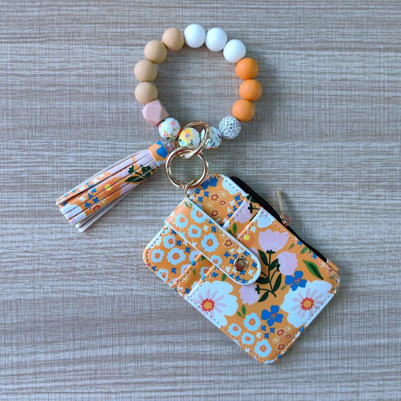 Bohemian Style Women'S Daisy Pattern Phone Wallet with Tassel Decoration & Silicone Beads Pink Floral Design Multifunctional Daily Accessory Universal Size 24Cmx13Cmx3Cm Zipper Pouch Zipper Pouch Wallet Inspirational Quote Flip Book Necklace