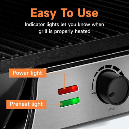 SUSTEAS 3-In-1 Electric Indoor Grill - Panini Press with Non-Stick Cooking Plates, Opens 180-Degree Gourmet Sandwich Maker, Floating Hinge Fits All Foods, Panini Press Grill with Grease Tray