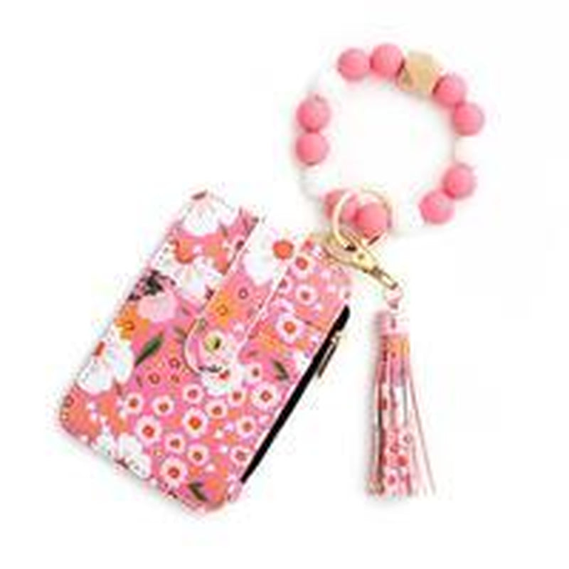 Bohemian Style Women'S Daisy Pattern Phone Wallet with Tassel Decoration & Silicone Beads Pink Floral Design Multifunctional Daily Accessory Universal Size 24Cmx13Cmx3Cm Zipper Pouch Zipper Pouch Wallet Inspirational Quote Flip Book Necklace