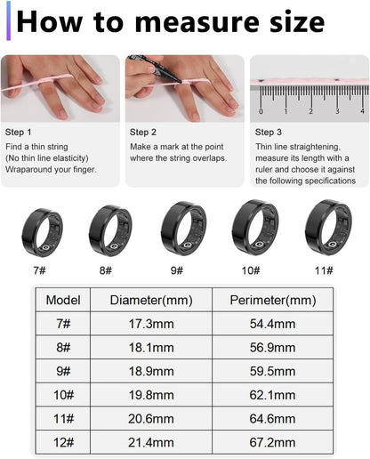 2025 Enhanced Smart Health Tracking Ring for Men and Women - IP68 Waterproof Fitness Tracker with Sleep Monitoring, Heart Rate, Blood Oxygen, Step Count, Distance, and Caloric Burn, Includes Air Shutter and 7-Day Charging Case, Silver #10