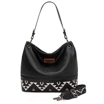 Wrangler Cow Print Hobo Bag Vegan Leather for Woman with Wide Guitar Strap