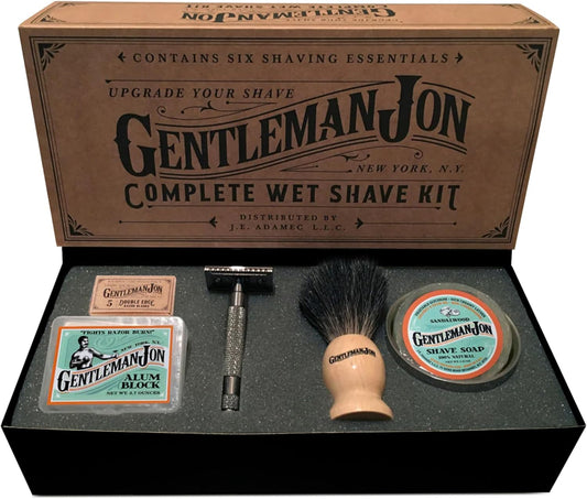 Premium Vintage Safety Razor Shaving Kit for Men - Complete Grooming Set with Safety Razor, Shaving Brush, Alum Block, Shave Soap, Bowl, and Double Edge Blades