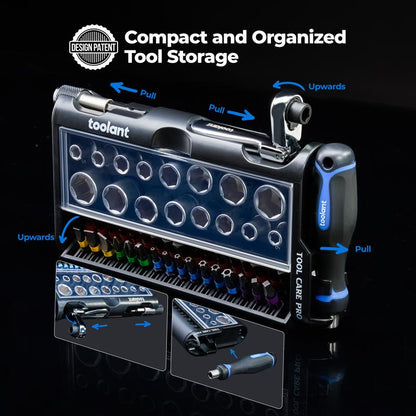 Toolant Mini Ratchet Wrench Set - 52Pcs with Sockets and Screwdriver Bits Mini Wrench for Home Improvement, Mechanic, and Automobile Repair