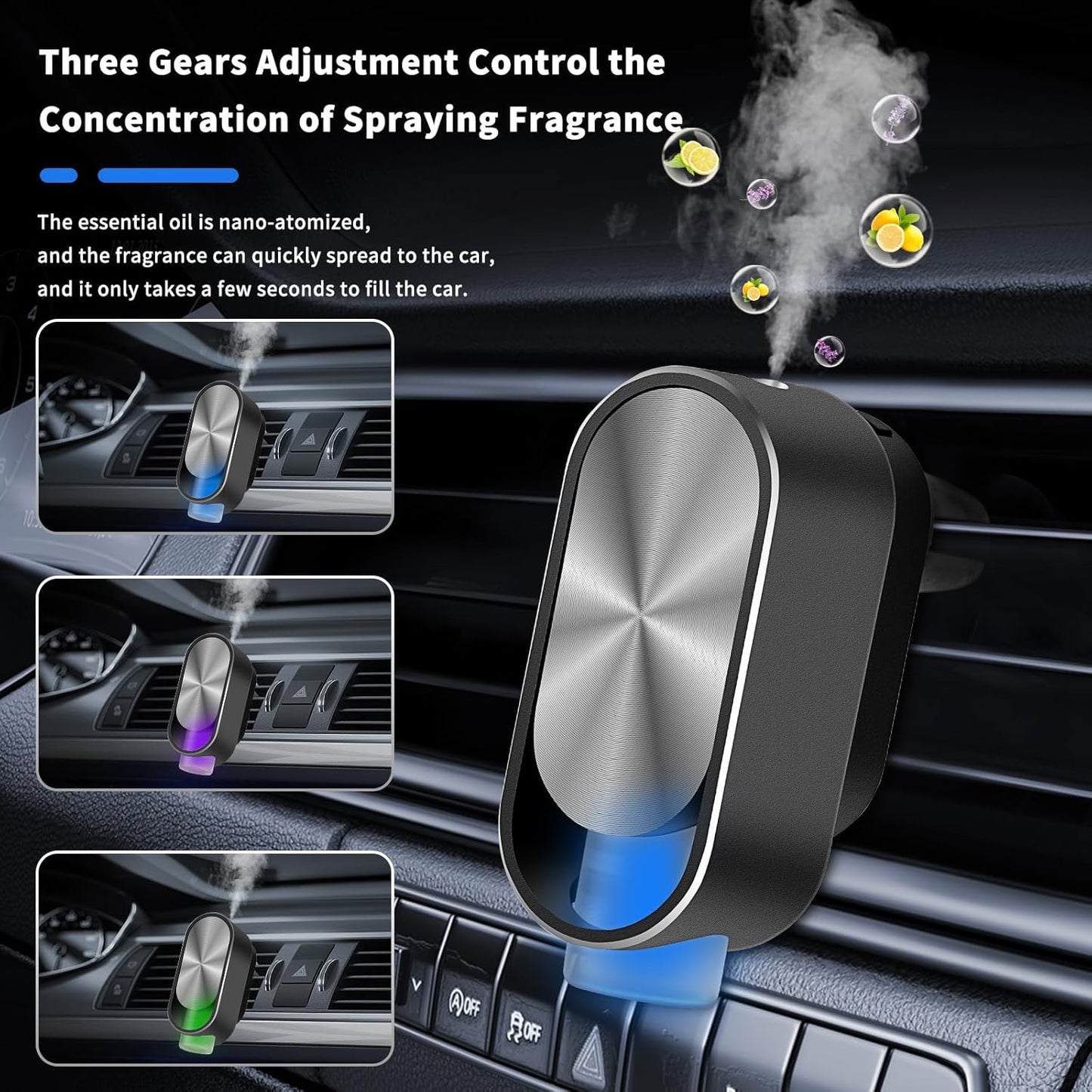 Automatic Smart Car Air Freshener Diffuser with Four Essential Oils