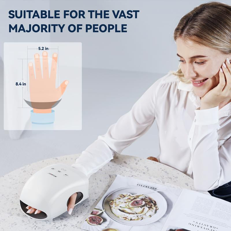 CINCOM Portable Hand Massager (WHITE), Cordless, with Comfort Heat and Gentle Massage, Advanced Airwave Technology, Adjustable Settings, Auto-Off Feature, Rechargeable, Perfect for Daily Relaxation, Ideal Gift