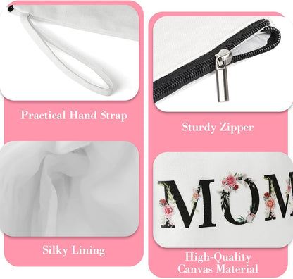 Makeup Bag Canvas Make up Bag for Mom, Mom Birthday Gifts, Cosmetic Bags for Women, Toiletry Bags, Makeup Pouch, Travel Makeup Bag, Multifunction Make up Bags for Women, Makeup Case