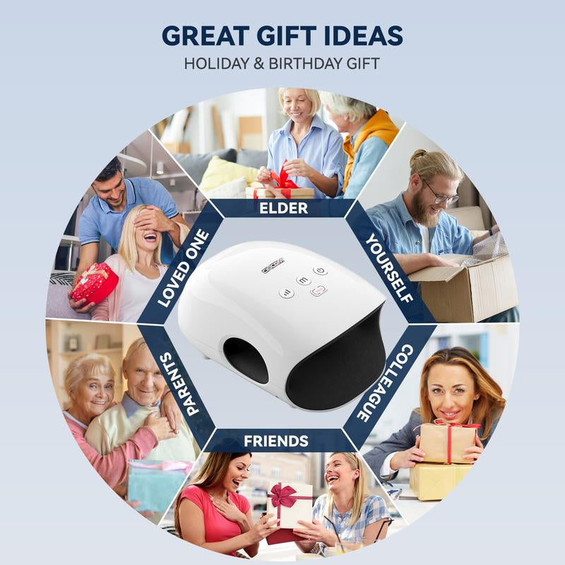 CINCOM Portable Hand Massager (WHITE), Cordless, with Comfort Heat and Gentle Massage, Advanced Airwave Technology, Adjustable Settings, Auto-Off Feature, Rechargeable, Perfect for Daily Relaxation, Ideal Gift