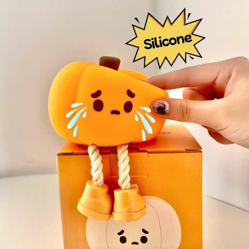 Pumpkin Night Light, Silicone Squishy, Cordless Rechargeable Dimmable Touch Control LED Lamp for Kids Baby Bedside Nursery Desk, Jack O Lantern Halloween Decor Gifts for Women