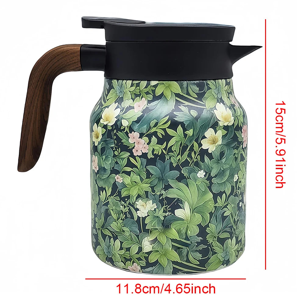 Vintage Floral Pattern Tea Thermos Built-In Infuser 800/1000Ml Floral Tea Kettle Stewed Teapot Tea Separation Water Bottle