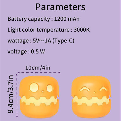 USB Rechargeable Pumpkin Night Light, Pumpkin Decor, 1 Count Creative Pumpkin Design Night Light Bedroom Decor with Timer & Dimmable, 2 Styles, Decorative LED Lamp for Bedroom, Halloween Night Light,Christmas Decoration