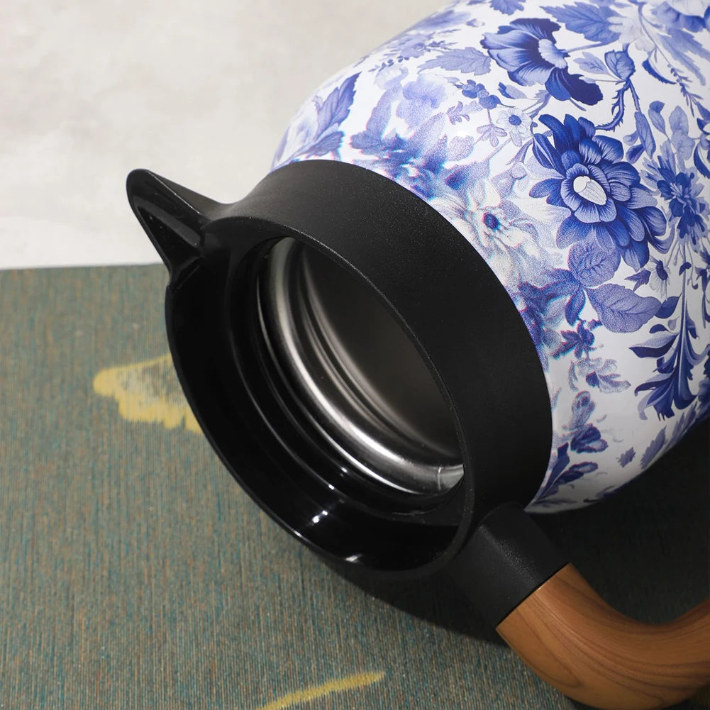 Vintage Floral Pattern Tea Thermos Built-In Infuser 800/1000Ml Floral Tea Kettle Stewed Teapot Tea Separation Water Bottle
