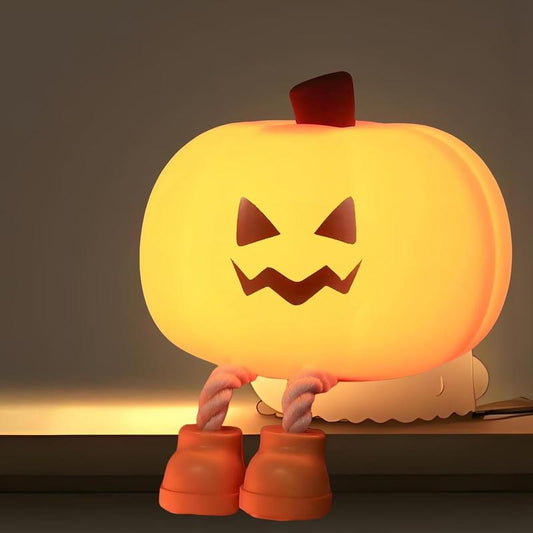 Pumpkin Night Light, Silicone Squishy, Cordless Rechargeable Dimmable Touch Control LED Lamp for Kids Baby Bedside Nursery Desk, Jack O Lantern Halloween Decor Gifts for Women