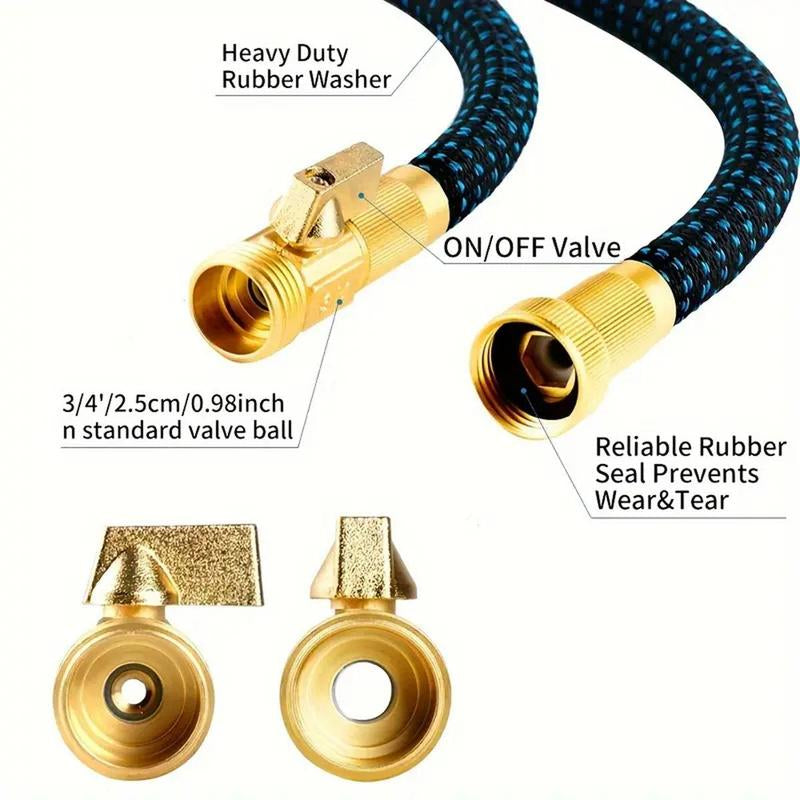 Portable Expandable Garden Hose Set, Portable Garden Hose with 3/4 Inch Heavy Duty Solid Brass Connector, Lightweight & Leak Proof Water Hose for Watering & Car Washing, Outdoor, Tools, Spray