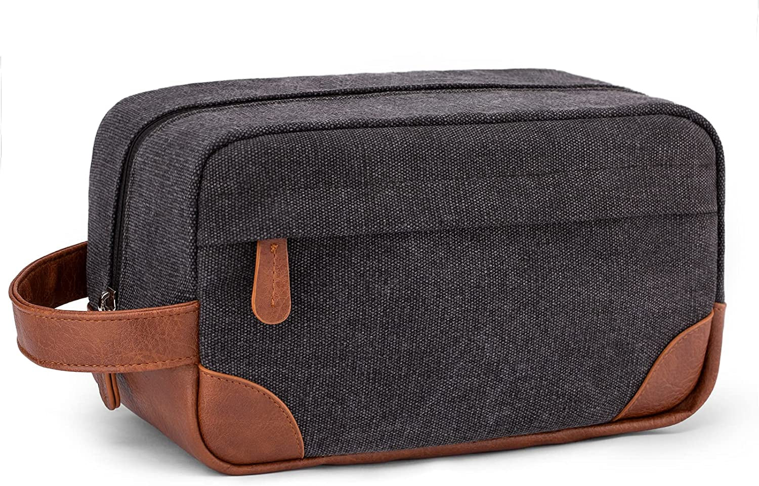 Men's Water-Resistant Hanging Toiletry Bag - Large Capacity Canvas Dopp Kit for Travel - Black