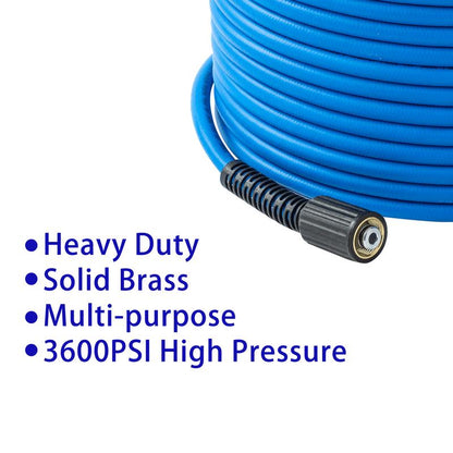 FIXFANS Pressure Washer Hose - 50Ft X 1/4 Inch High Power Extension Hose - Kink & Wear Resistant - Compatible with M22 Fittings - 3600 PSI, Fathersdaygift