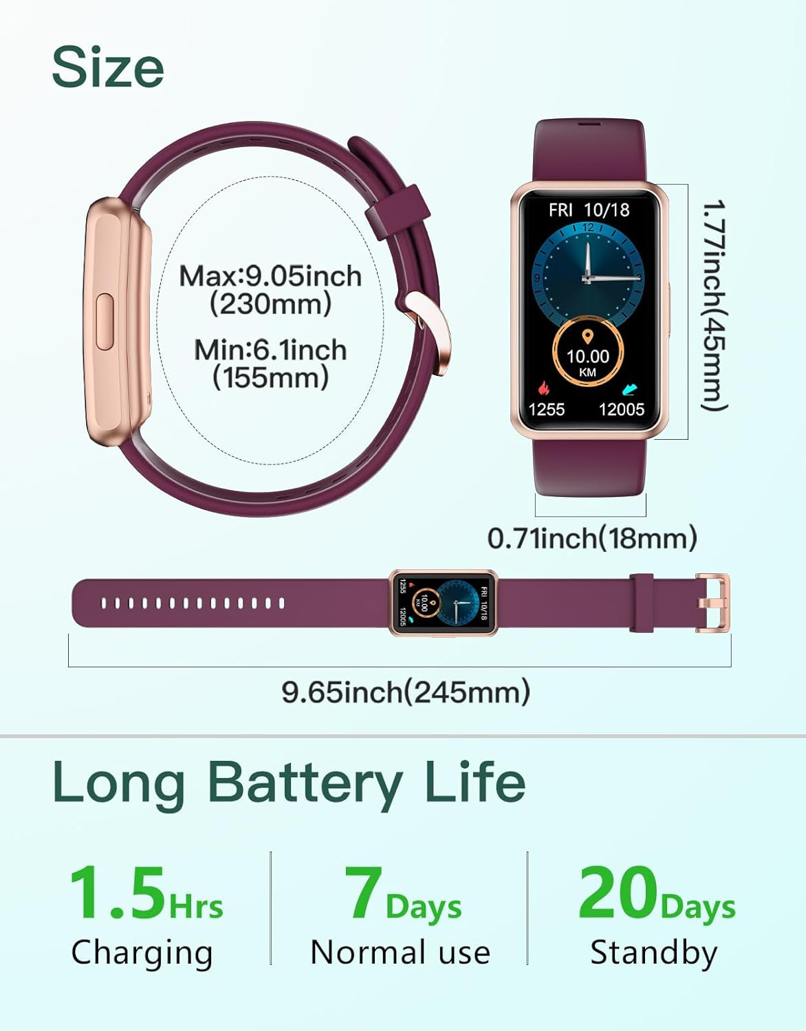 Fitness Tracker - Bluetooth-Free, App-Free, Standalone Fitness Watch for Men and Women, IP68 Waterproof, Full Touch Screen, Steps and Calories Counter, Sleep Tracker, Alarm Clock (Purple)