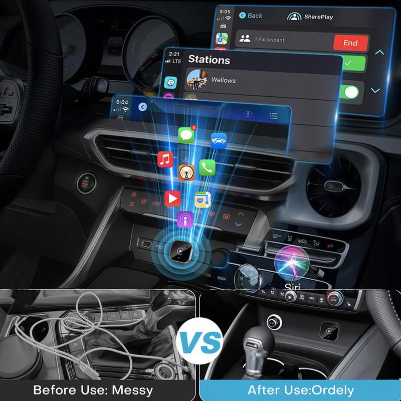 Wireless Carplay Adapter 2025 Upgrade Wired Carplay to Wireless, Mini USB Design for Cars with Built-In Wired Apple Carplay Plug and Play Easy Use Fast Stable Connection Car Play for Iphone