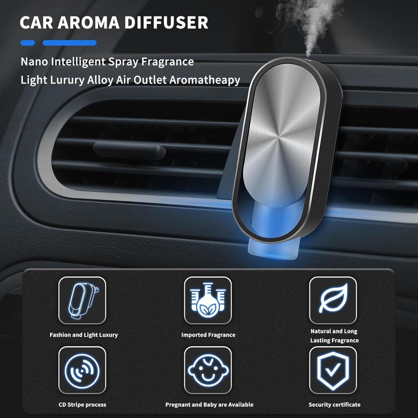 Automatic Smart Car Air Freshener Diffuser with Four Essential Oils