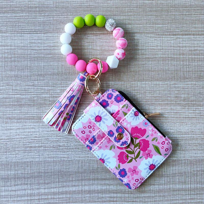 Bohemian Style Women'S Daisy Pattern Phone Wallet with Tassel Decoration & Silicone Beads Pink Floral Design Multifunctional Daily Accessory Universal Size 24Cmx13Cmx3Cm Zipper Pouch Zipper Pouch Wallet Inspirational Quote Flip Book Necklace