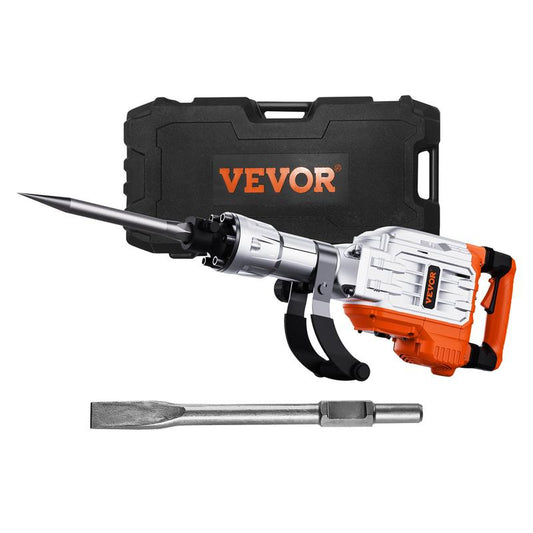 VEVOR Demolition Jack Hammer, 3500W Jack Hammer Concrete Breaker, 1900 BPM Heavy Duty Electric Jack Hammer, 2Pcs Chisel with Gloves & 360°C Swiveling Front Handle for Trenching and Breaking Holes