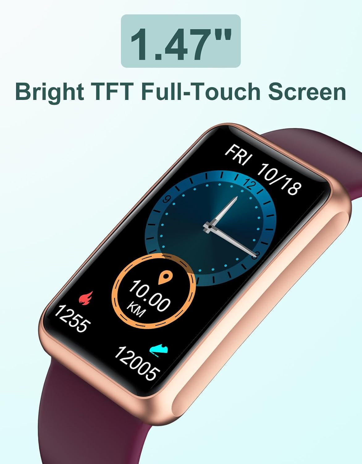 Fitness Tracker - Bluetooth-Free, App-Free, Standalone Fitness Watch for Men and Women, IP68 Waterproof, Full Touch Screen, Steps and Calories Counter, Sleep Tracker, Alarm Clock (Purple)