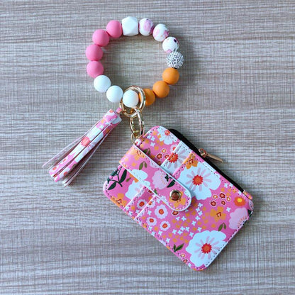 Bohemian Style Women'S Daisy Pattern Phone Wallet with Tassel Decoration & Silicone Beads Pink Floral Design Multifunctional Daily Accessory Universal Size 24Cmx13Cmx3Cm Zipper Pouch Zipper Pouch Wallet Inspirational Quote Flip Book Necklace