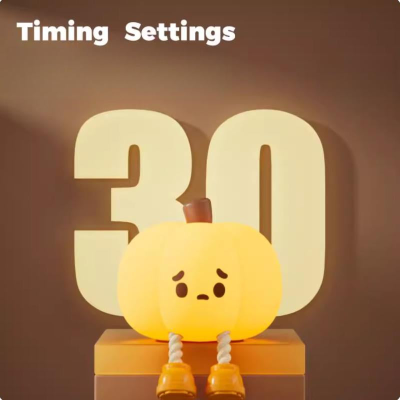 Pumpkin Night Light, Silicone Squishy, Cordless Rechargeable Dimmable Touch Control LED Lamp for Kids Baby Bedside Nursery Desk, Jack O Lantern Halloween Decor Gifts for Women