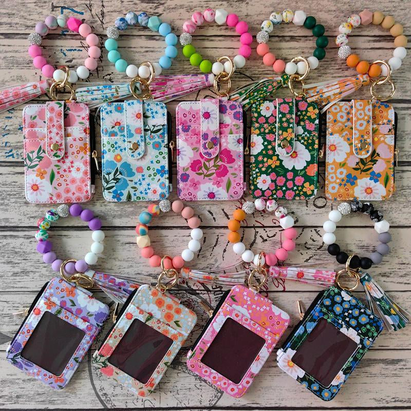 Bohemian Style Women'S Daisy Pattern Phone Wallet with Tassel Decoration & Silicone Beads Pink Floral Design Multifunctional Daily Accessory Universal Size 24Cmx13Cmx3Cm Zipper Pouch Zipper Pouch Wallet Inspirational Quote Flip Book Necklace