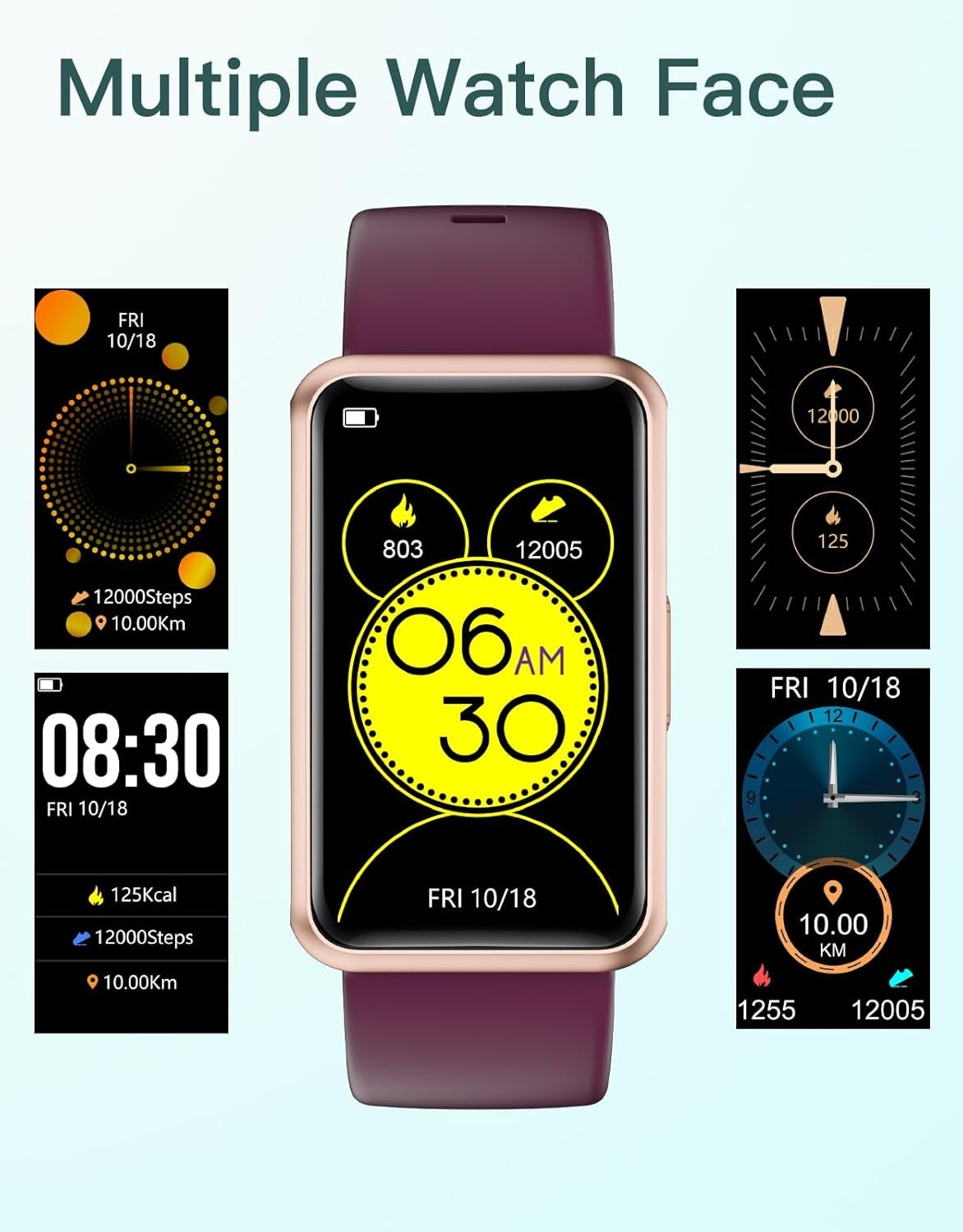Fitness Tracker - Bluetooth-Free, App-Free, Standalone Fitness Watch for Men and Women, IP68 Waterproof, Full Touch Screen, Steps and Calories Counter, Sleep Tracker, Alarm Clock (Purple)
