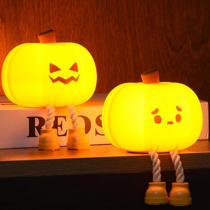 Pumpkin Night Light, Silicone Squishy, Cordless Rechargeable Dimmable Touch Control LED Lamp for Kids Baby Bedside Nursery Desk, Jack O Lantern Halloween Decor Gifts for Women