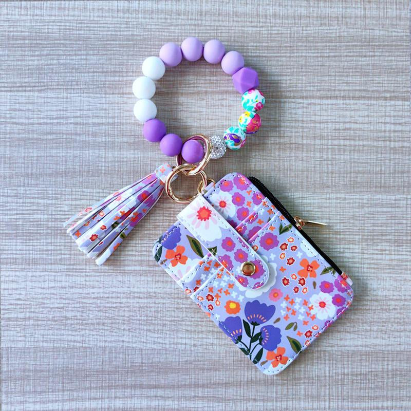 Bohemian Style Women'S Daisy Pattern Phone Wallet with Tassel Decoration & Silicone Beads Pink Floral Design Multifunctional Daily Accessory Universal Size 24Cmx13Cmx3Cm Zipper Pouch Zipper Pouch Wallet Inspirational Quote Flip Book Necklace
