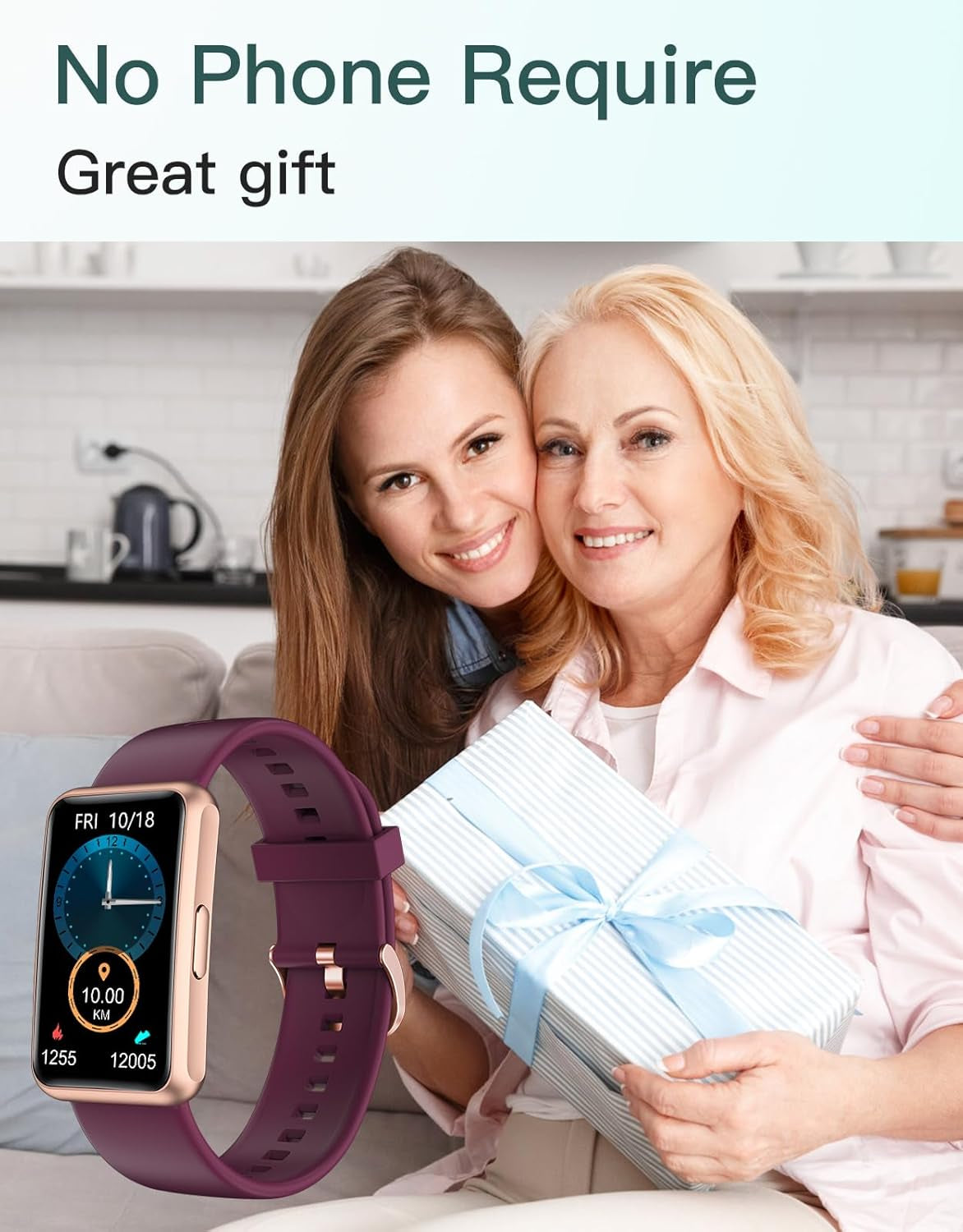 Fitness Tracker - Bluetooth-Free, App-Free, Standalone Fitness Watch for Men and Women, IP68 Waterproof, Full Touch Screen, Steps and Calories Counter, Sleep Tracker, Alarm Clock (Purple)