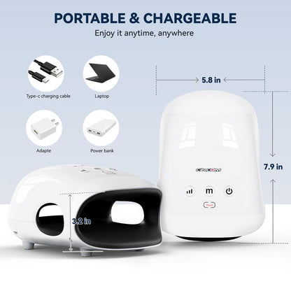CINCOM Portable Hand Massager (WHITE), Cordless, with Comfort Heat and Gentle Massage, Advanced Airwave Technology, Adjustable Settings, Auto-Off Feature, Rechargeable, Perfect for Daily Relaxation, Ideal Gift
