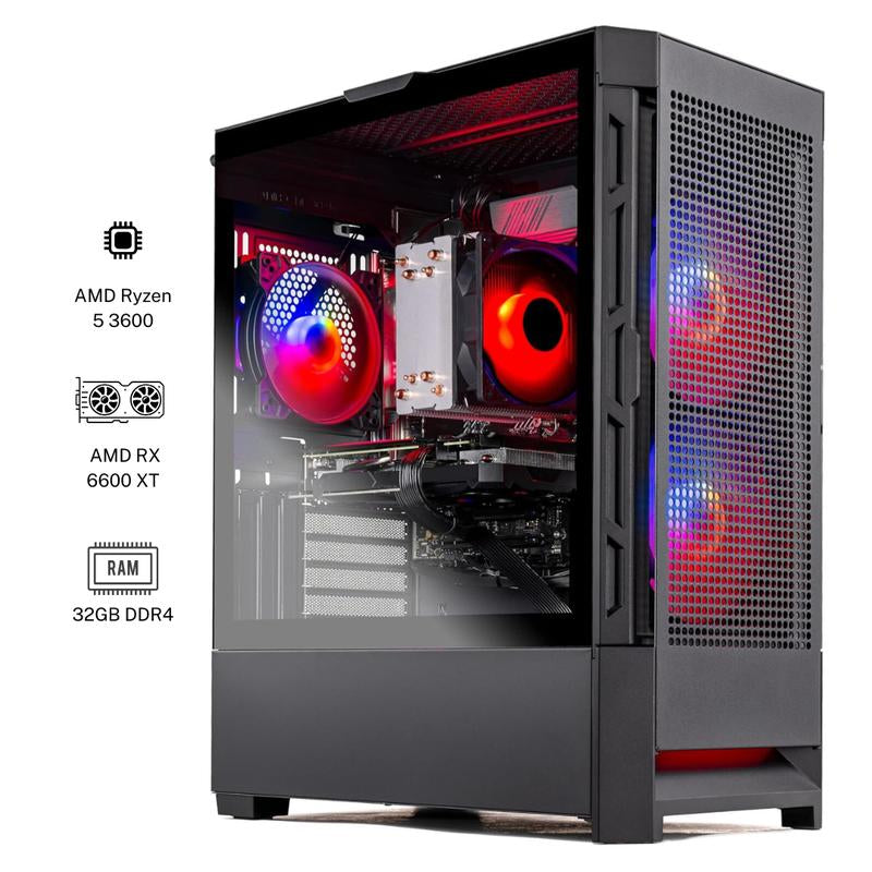 High-Performance Gaming PC – Ryzen 5 5500, RX 580, 16GB DDR4, MATX Case (All-White/All-Black) Computer Fully Built Desktop