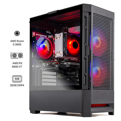 High-Performance Gaming PC – Ryzen 5 5500, RX 580, 16GB DDR4, MATX Case (All-White/All-Black) Computer Fully Built Desktop