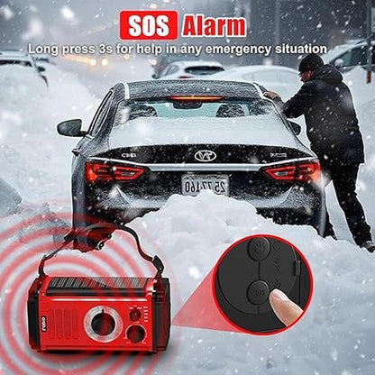 37000Mwh Hand Crank Solar Radio for Emergencies: AM/FM/NOAA, Rechargeable Battery, USB Charger, SOS Alarm, Flashlight & Reading Lamp for Survival Outdoor