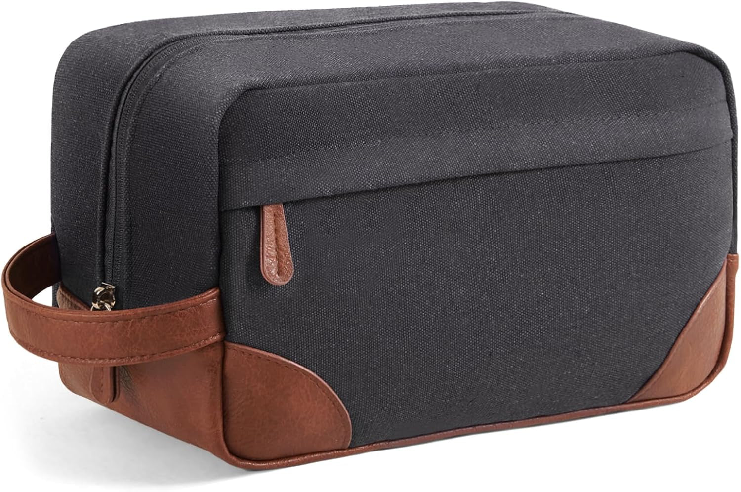 Men's Water-Resistant Hanging Toiletry Bag - Large Capacity Canvas Dopp Kit for Travel - Black