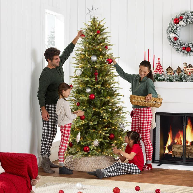 Best Choice Products Pre-Lit Artificial Slim Aspen Noble Fir Christmas Tree W/ Branch Tips, LED Lights
