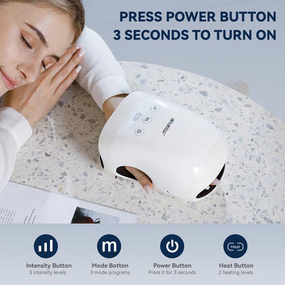 CINCOM Portable Hand Massager (WHITE), Cordless, with Comfort Heat and Gentle Massage, Advanced Airwave Technology, Adjustable Settings, Auto-Off Feature, Rechargeable, Perfect for Daily Relaxation, Ideal Gift